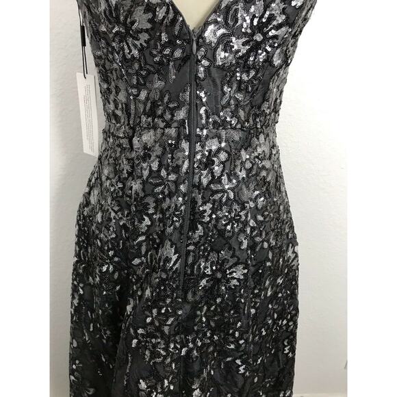 NWT Calvin Klein Floral Sequin Asymmetrical Dress size 6 Prom Wedding Guest - Picture 10 of 12